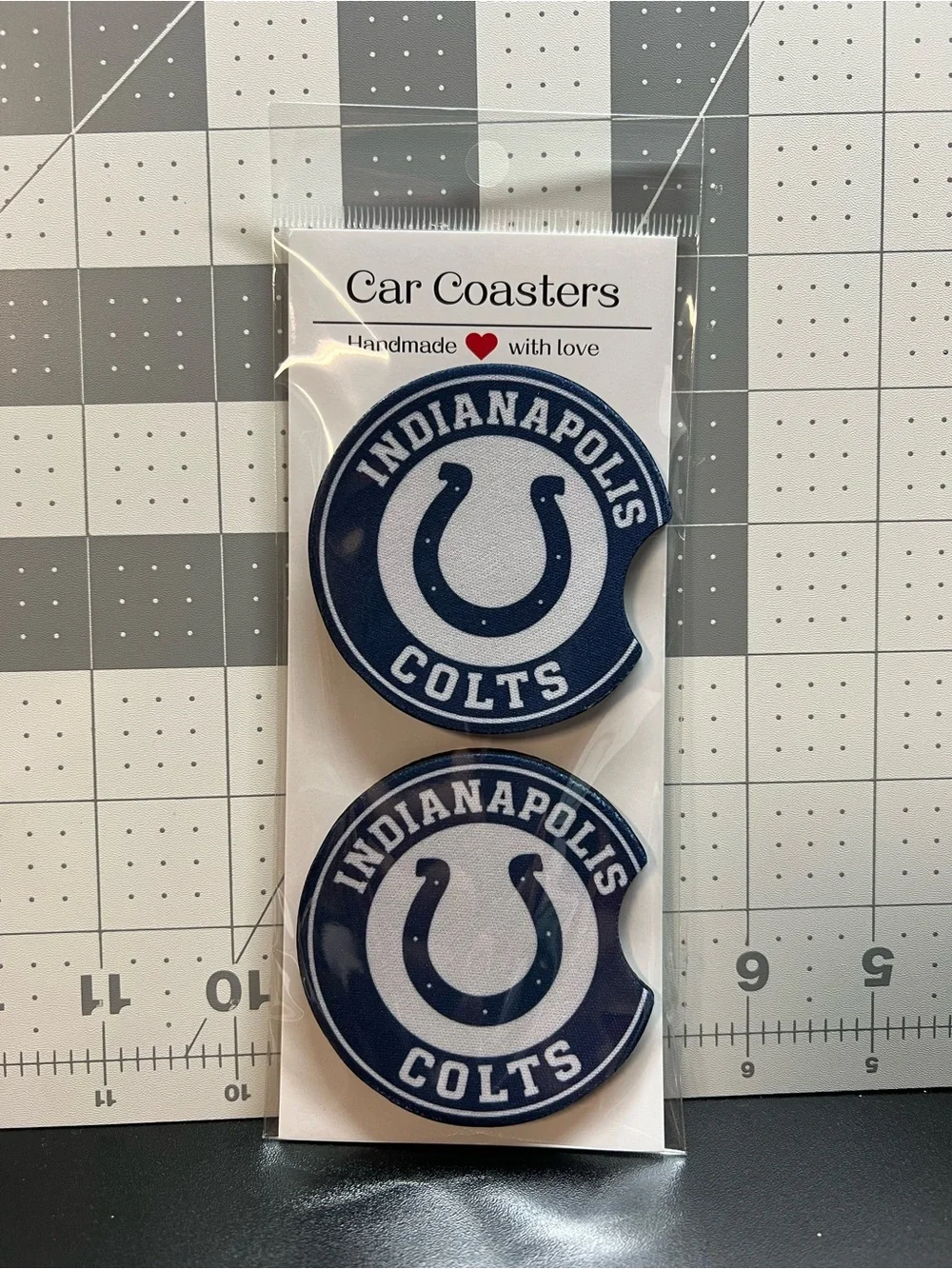 Indianapolis Colts Navy Car Coasters - Handmade Team Logo